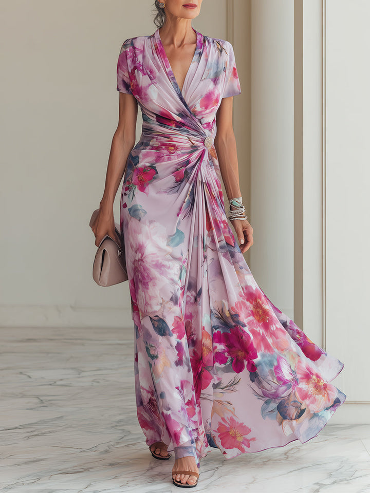 Elizabet | Elegant Floral Wrap Maxi Dress
