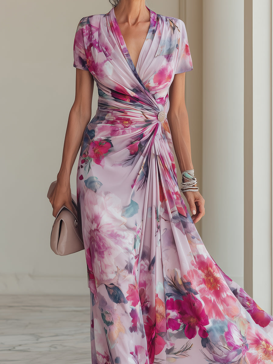 Elizabet | Elegant Floral Wrap Maxi Dress