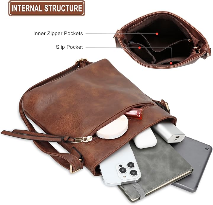 Lizel | Luxury Leather 3-Piece Hobo Bag Set