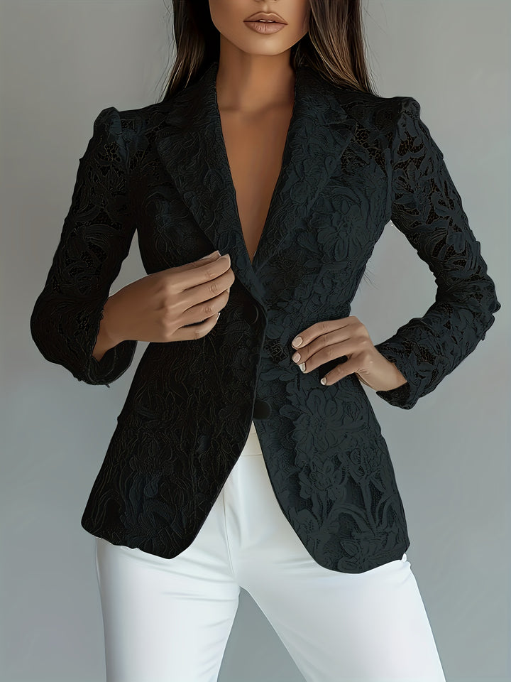 Wyonna | Floral Lace Semi-Sheer Long Sleeve Blazer