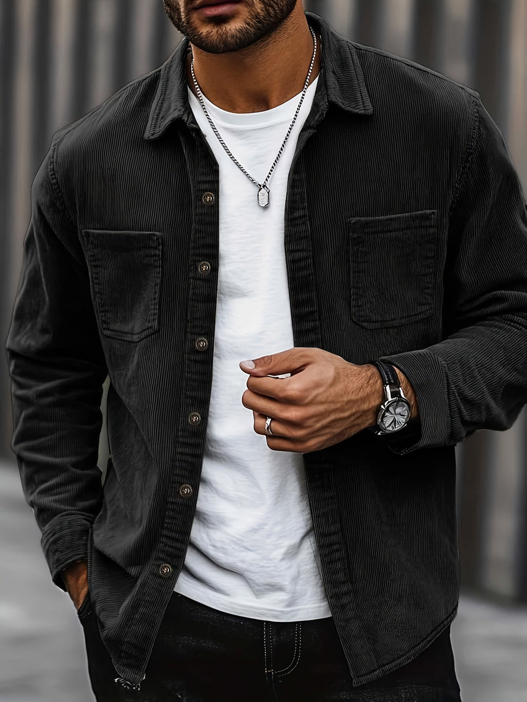 Brandon | Ribbed Textured Overshirt