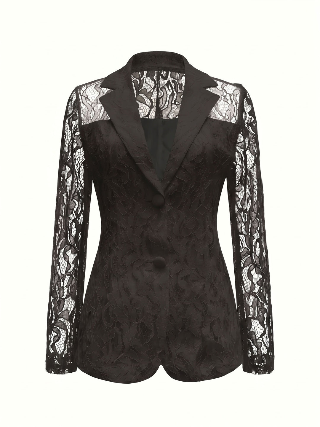 Wyonna | Floral Lace Semi-Sheer Long Sleeve Blazer