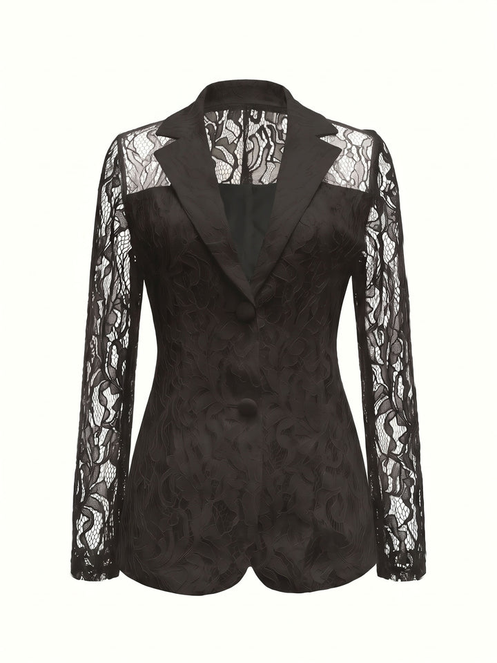 Wyonna | Floral Lace Semi-Sheer Long Sleeve Blazer