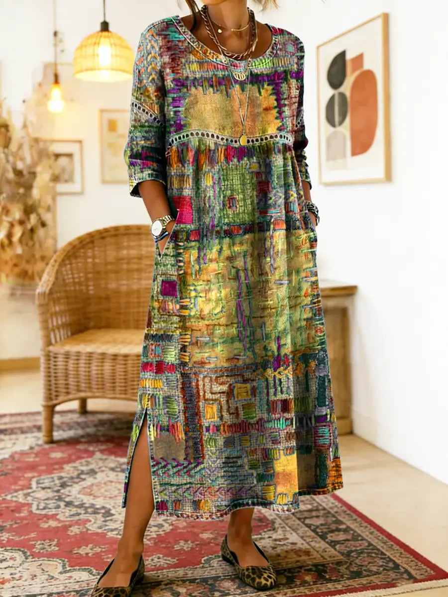 Mauie | Denim Dress with Ethnic Patchwork