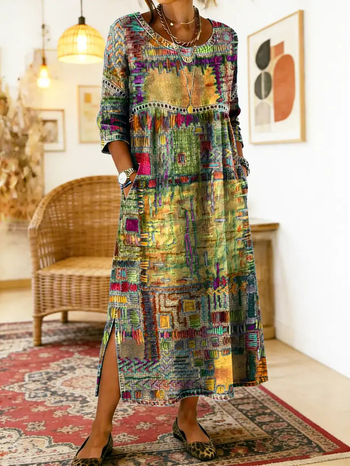 Mauie | Denim Dress with Ethnic Patchwork