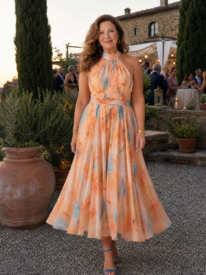 Elin | Soft Midi Dress with Halter Neck