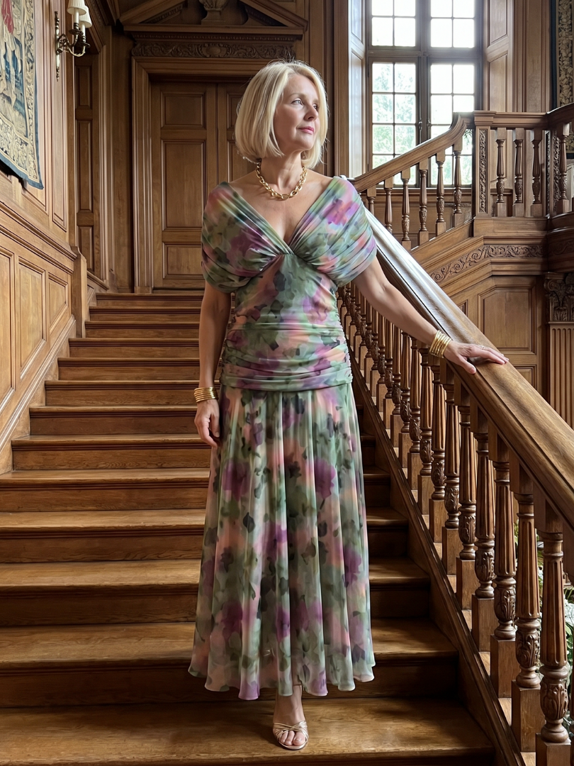 Calen | Airy Midi Dress with Bare Shoulders