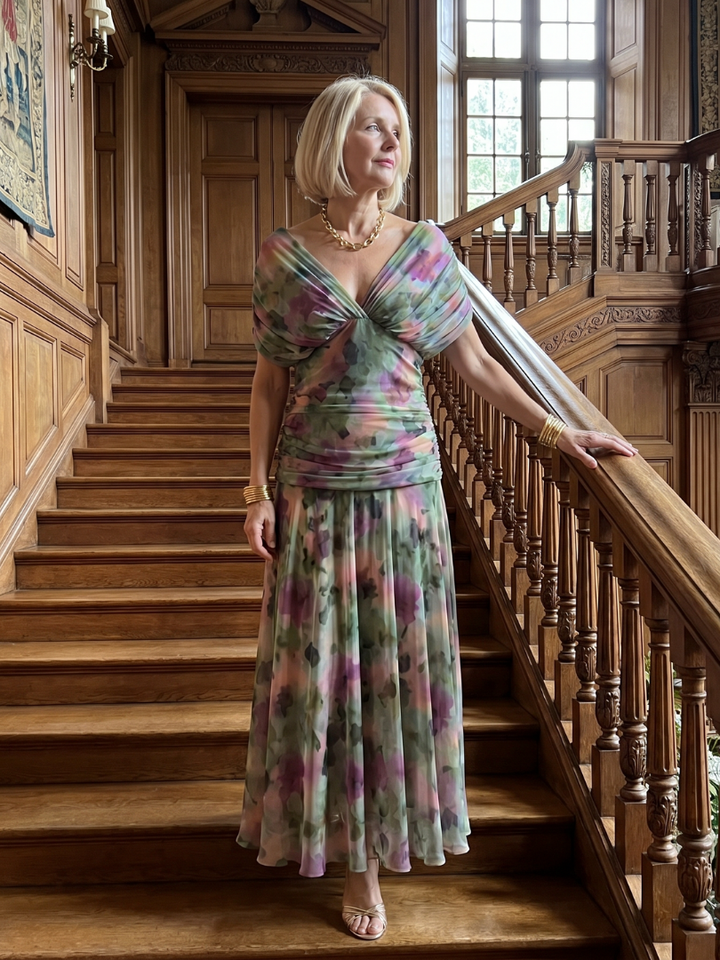 Calen | Airy Midi Dress with Bare Shoulders