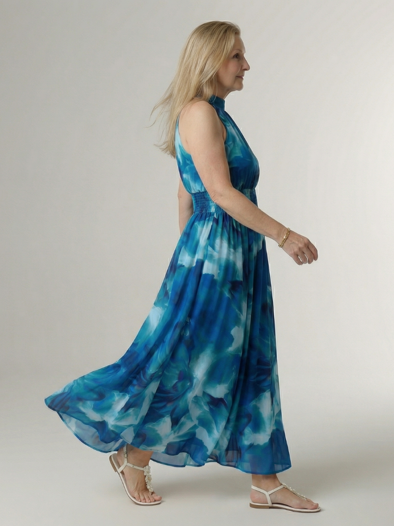 Sylin | Midi Dress with Deep Neckline and Halter Neck