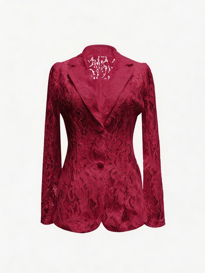 Wyonna | Floral Lace Semi-Sheer Long Sleeve Blazer