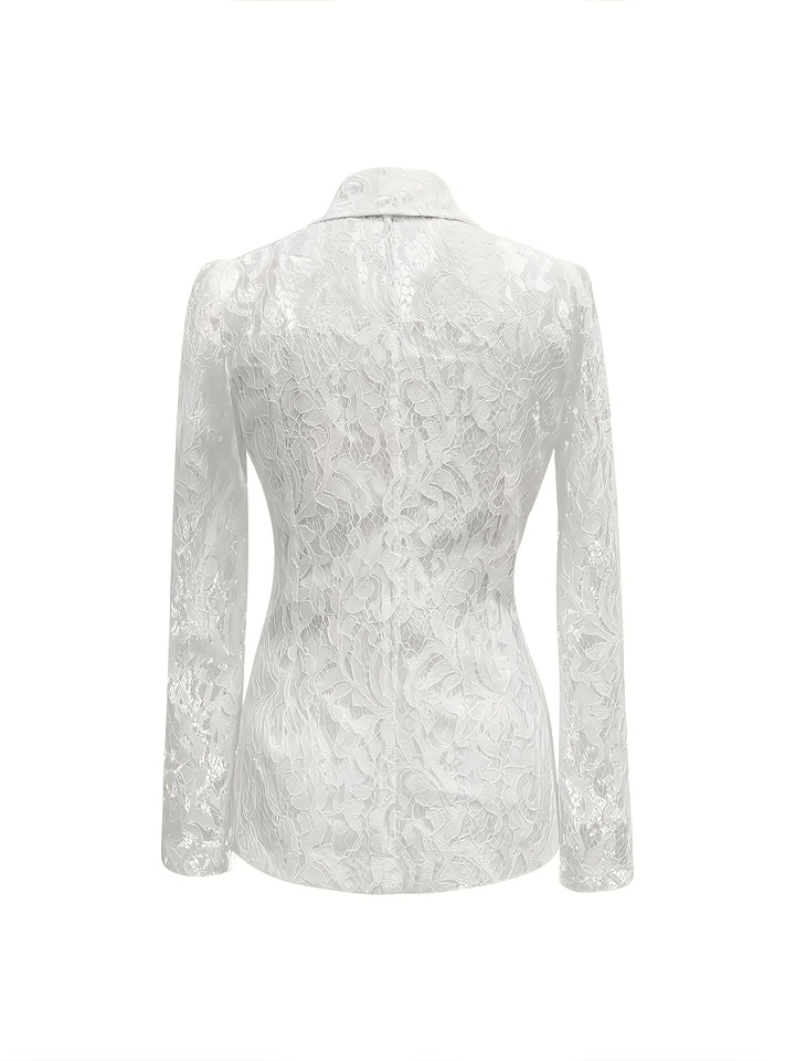 Wyonna | Floral Lace Semi-Sheer Long Sleeve Blazer