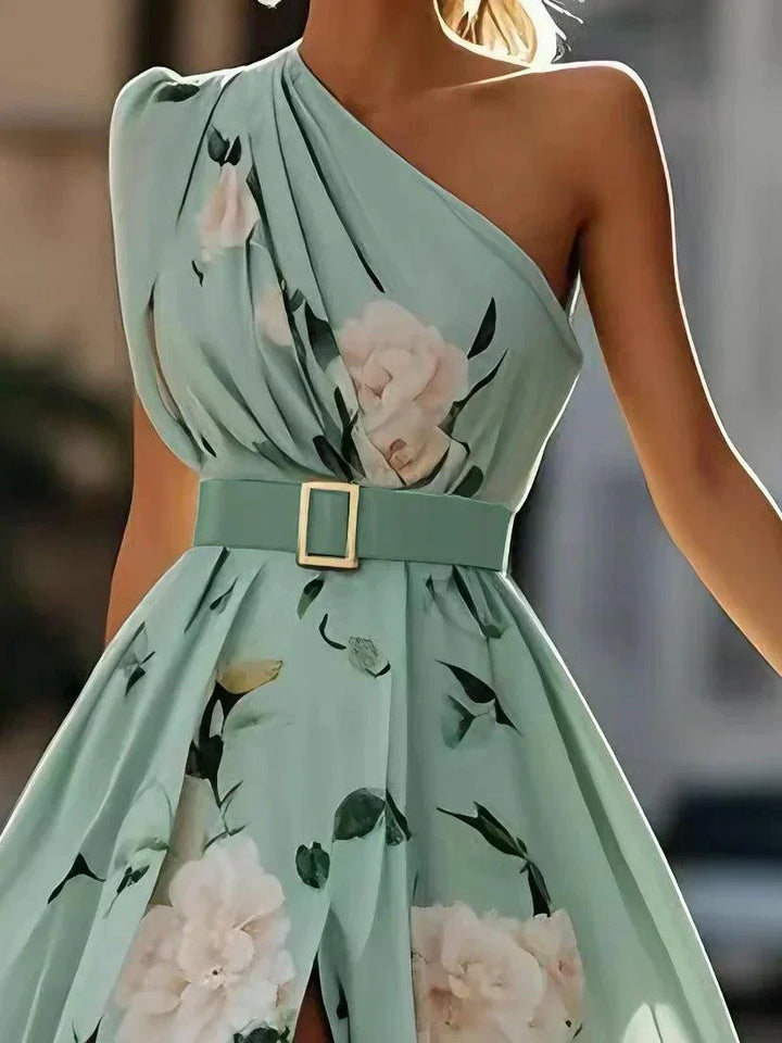 Julie | Chiffon Floral Chiffon Green Chiffon Maxi Dress