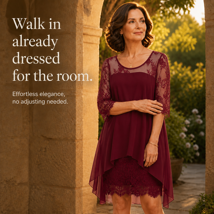 Averie | The High-Low Lace-Look Dress That Actually Fits