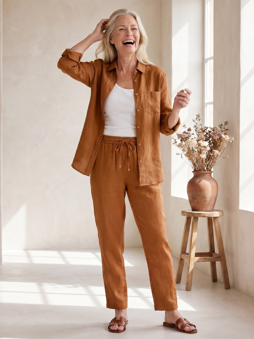 Noor | Long Sleeve Shirt Tapered Pants Set