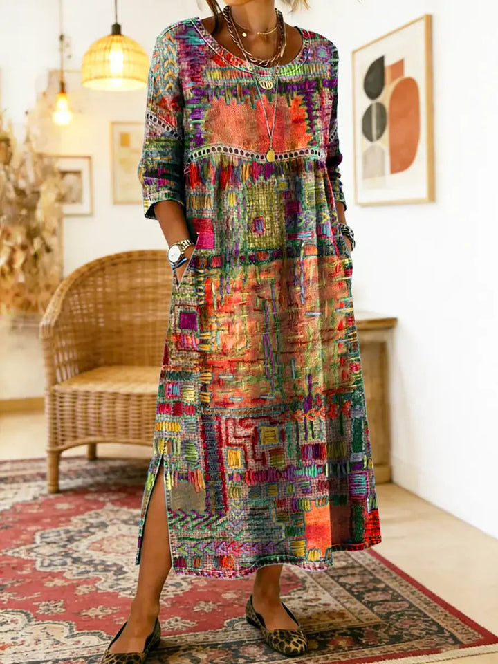 Mauie | Denim Dress with Ethnic Patchwork