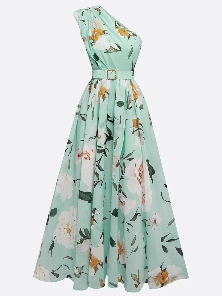 Julie | Chiffon Floral Chiffon Green Chiffon Maxi Dress