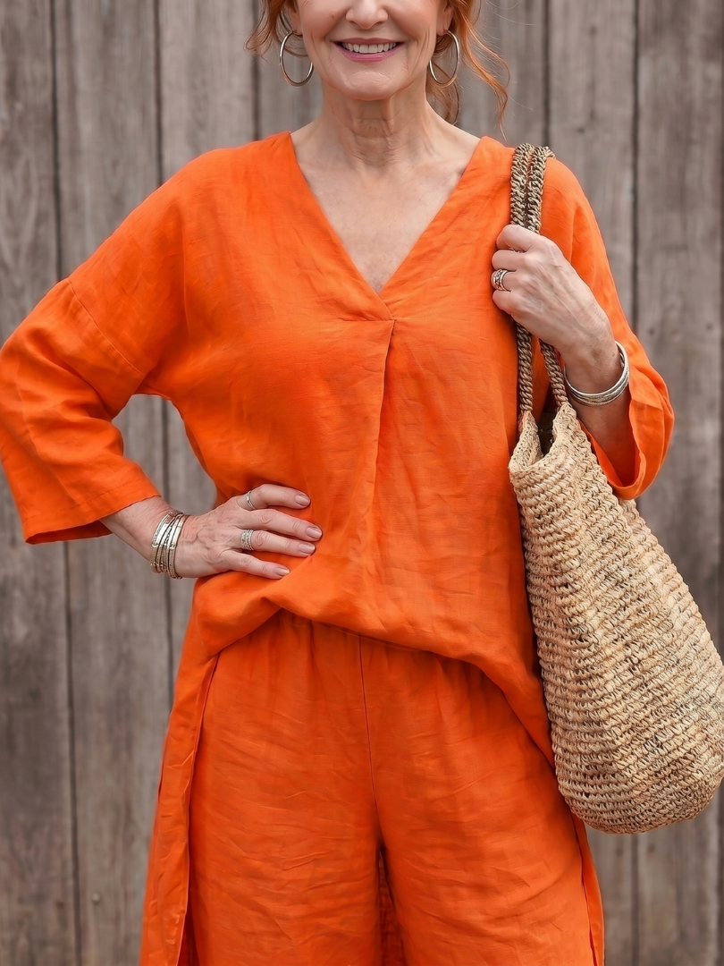 Onyx | Loose Tunic Top Wide Leg Pant Set