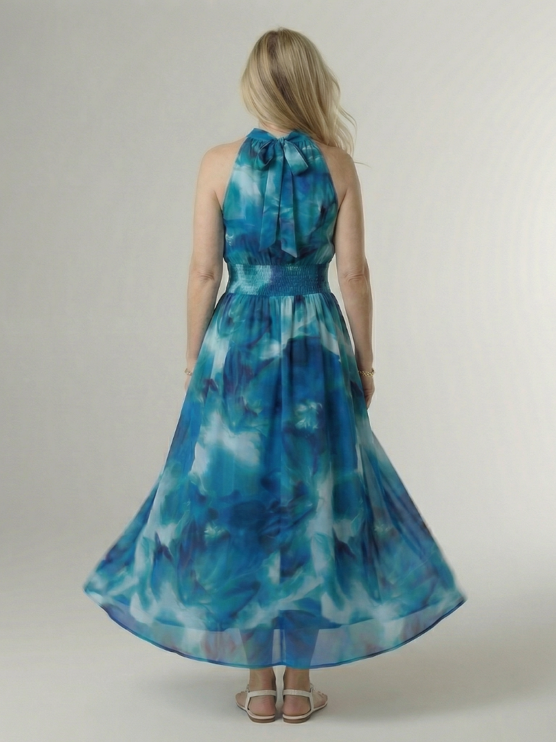 Sylin | Midi Dress with Deep Neckline and Halter Neck
