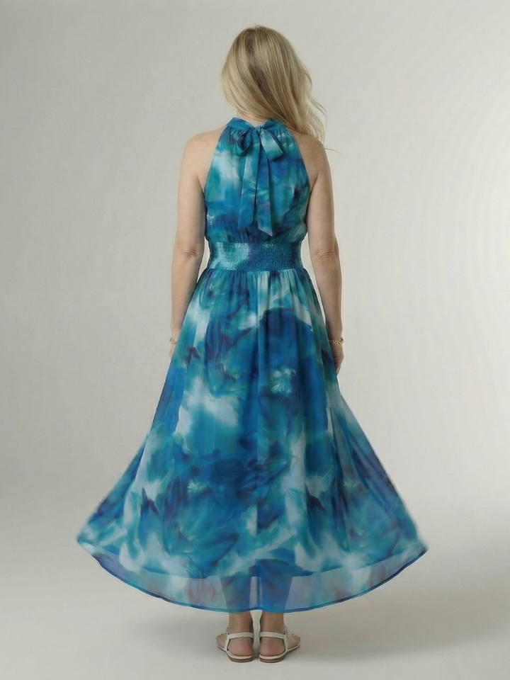 Sylin | Midi Dress with Deep Neckline and Halter Neck