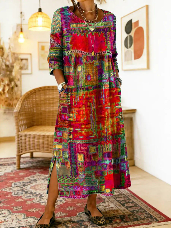 Mauie | Denim Dress with Ethnic Patchwork
