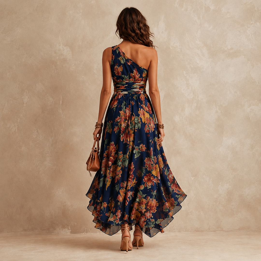 Anika | One-Shoulder Floral Maxi