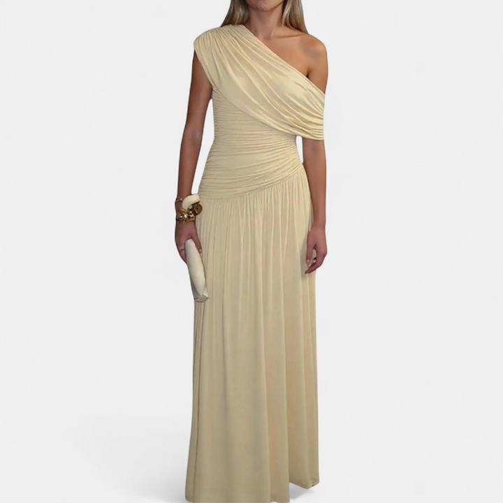 Roselyn | Asymmetric Pleated Solid Dress