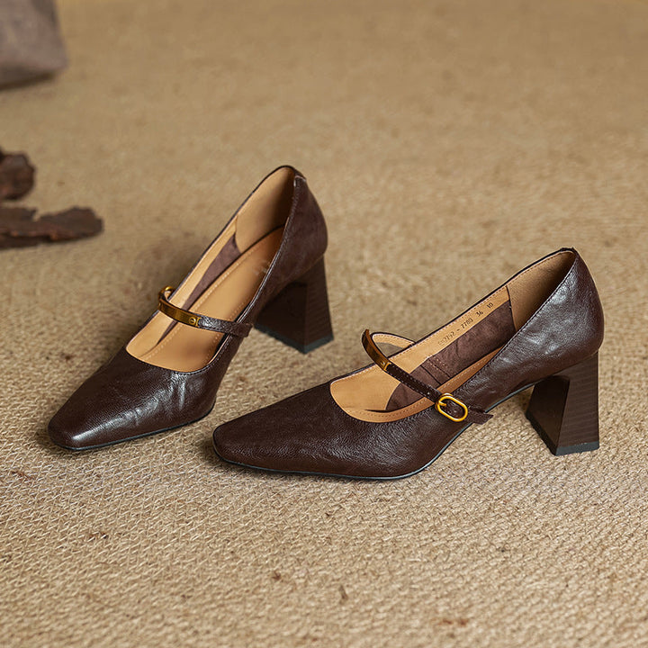 Marleon |  Leather Strap Pumps
