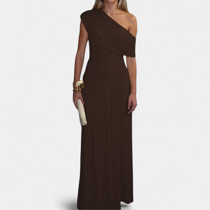 Roselyn | Asymmetric Pleated Solid Dress