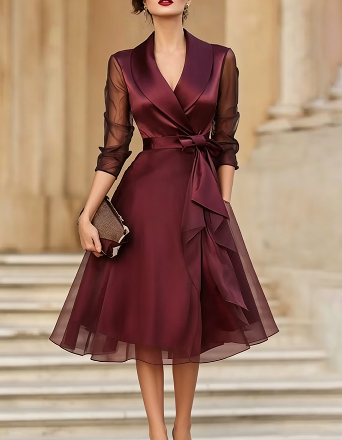 Bibiana | Satin Tulle Midi Dress