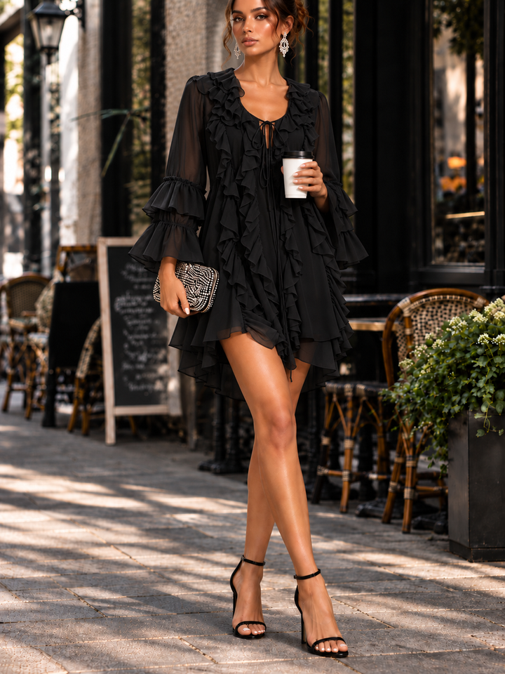 Ellanie | Elegant Short Ruffle Dress