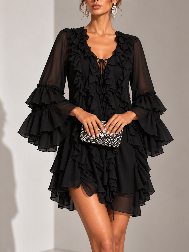 Ellanie | Elegant Short Ruffle Dress