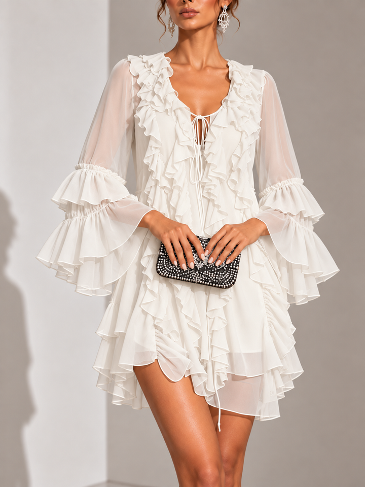 Ellanie | Elegant Short Ruffle Dress