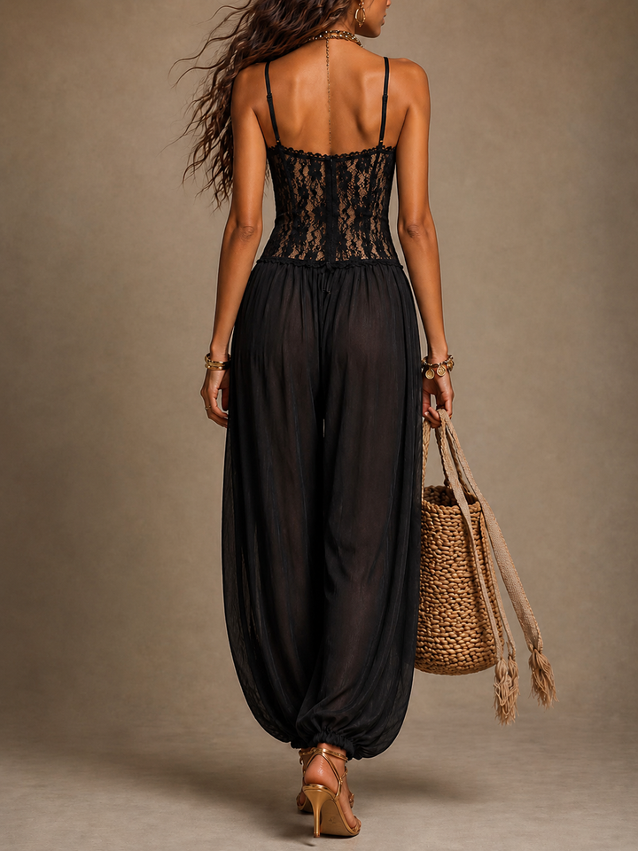 Lauren | Flowing Lace Halter Jumpsuit
