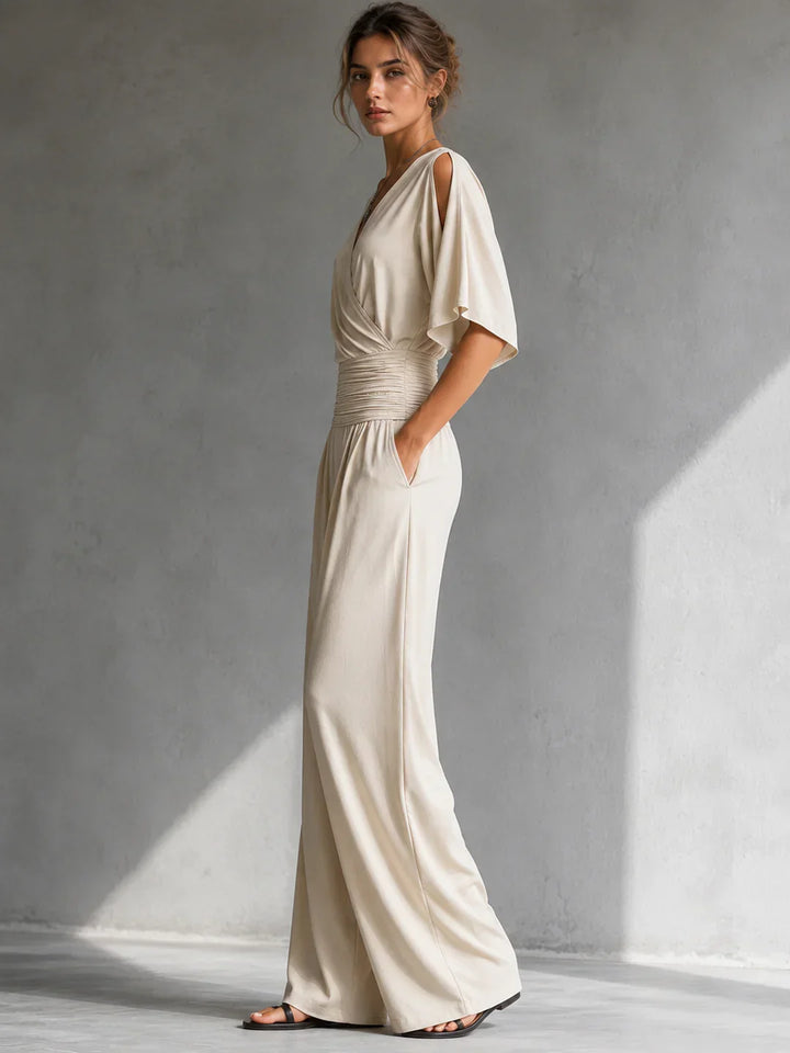 Alia | Elegant jumpsuit with crossover effect and wide leg