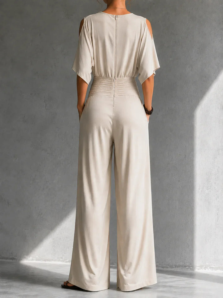 Alia | Elegant jumpsuit with crossover effect and wide leg