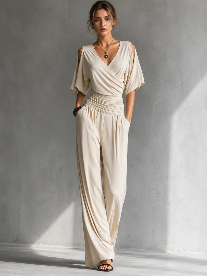 Alia | Elegant jumpsuit with crossover effect and wide leg