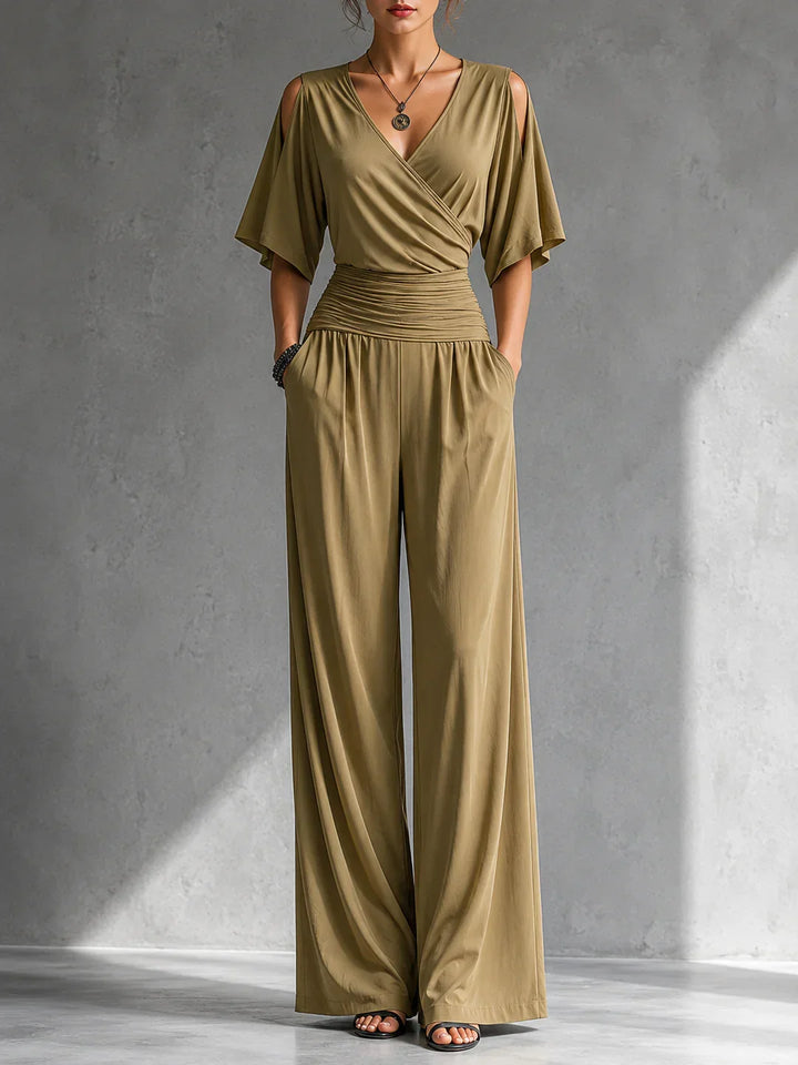 Alia | Elegant jumpsuit with crossover effect and wide leg