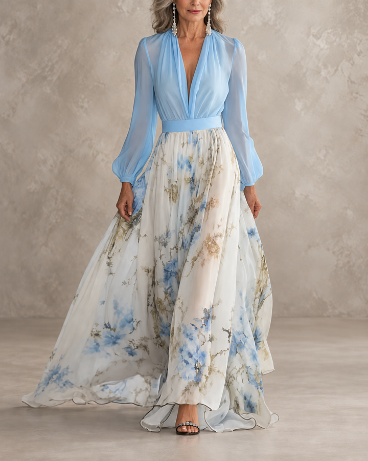 MORWENNA | LONG DRESS WITH FLORAL PATTERN