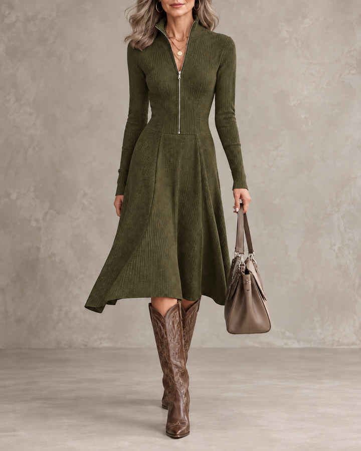 ZINNIA | LONG-SLEEVED DRESS WITH ZIPPER AND STRETCH FABRIC