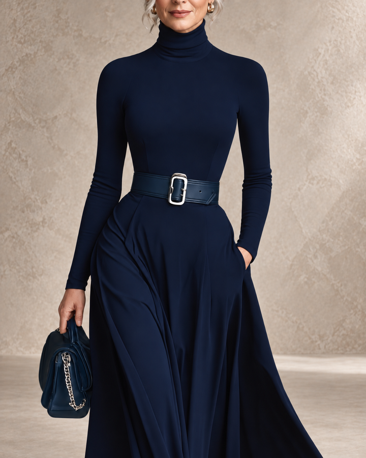 CORTLISS | HIGH-COLLARED MAXI DRESS