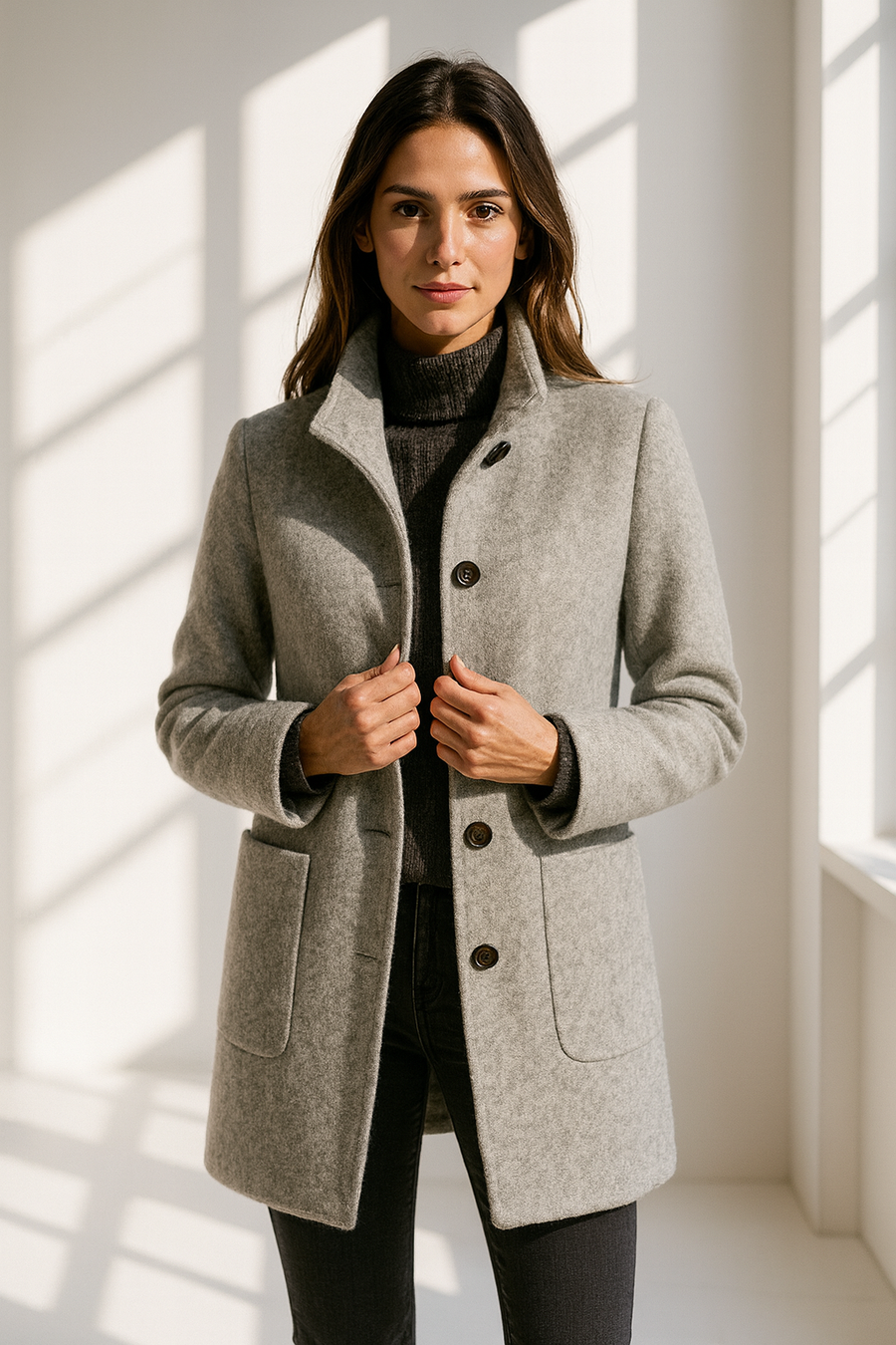Veronica | Warm, Elegant Coat with a Cosy High Collar – The Brooks ...