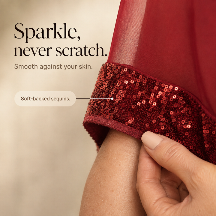 Wendi | One-Shoulder Sequin Overlay Midi Dress
