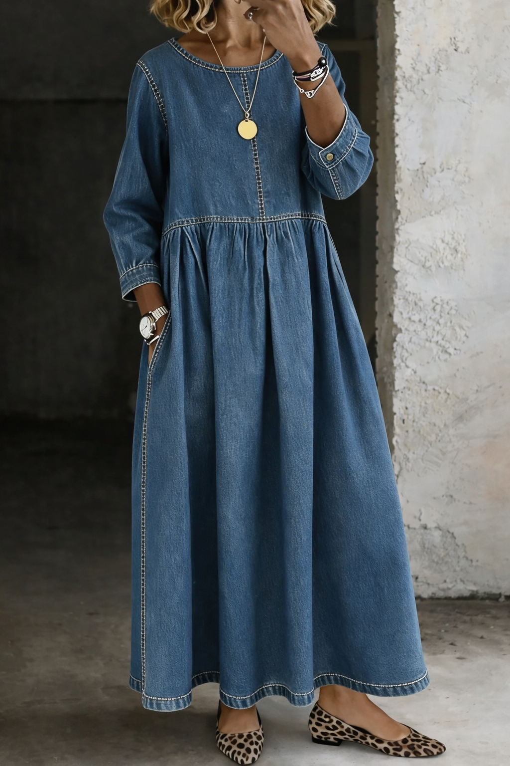 Avy | Vintage Denim Maxi Dress
