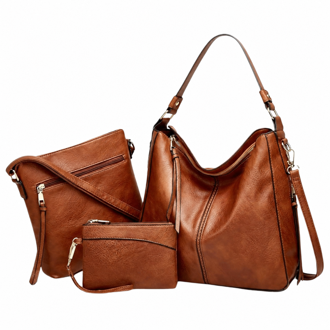 Lizel | Luxury Leather 3-Piece Hobo Bag Set