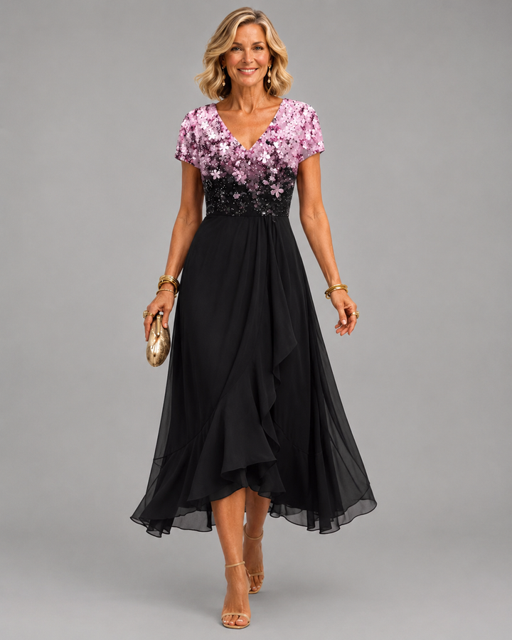 Elisandra | Elegant Dress with Lace Patchwork