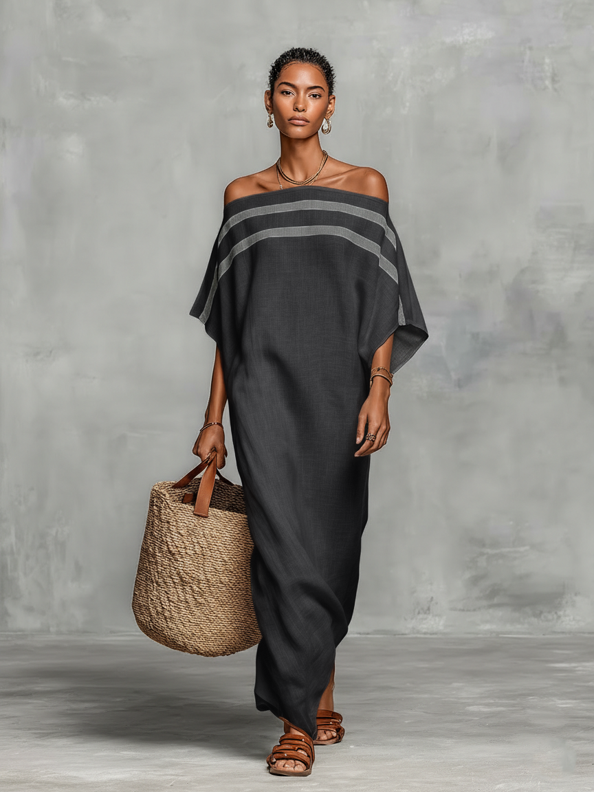Sophie | Maxi Linen Dress, Off-Shoulder