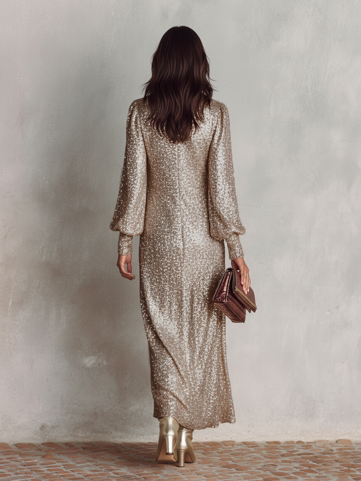 Anora | Shimmering V-Neck Maxi Dress