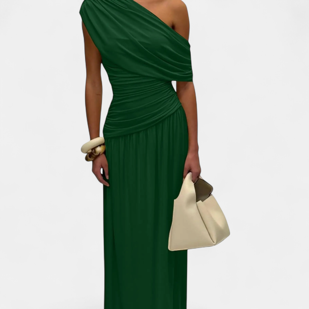 Roselyn | Asymmetric Pleated Solid Dress
