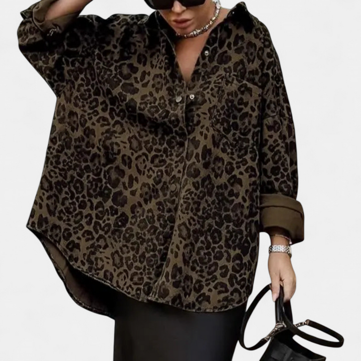 Leslie | Vintage Leopard Print Blouse
