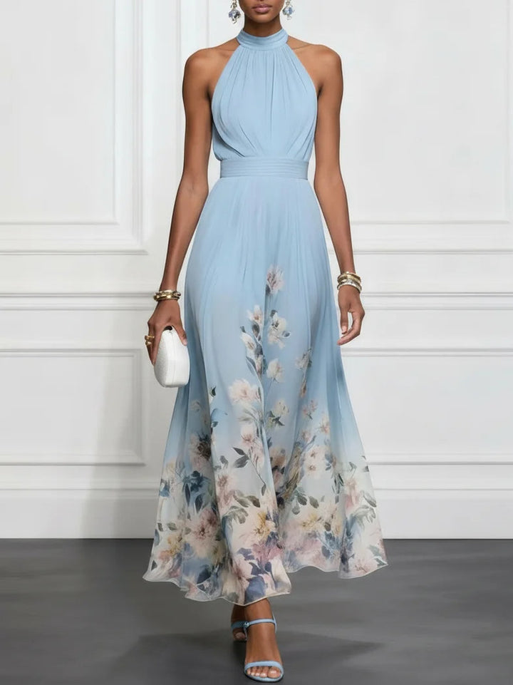 Rosalyn | Blue Floral Chiffon Maxi Dress